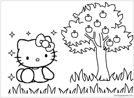 Show your kids a fun way to learn the abcs with alphabet printables they can color. Hello Kitty With Apple Tree Coloring Pages Cartoons Coloring Pages Coloring Pages For Kids And Adults