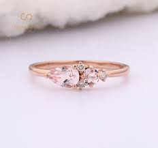 2 or more rings stack together to make the band so unique. Vintage Morganite Engagement Ring Art Deco Rose Gold Ring Pear Etsy