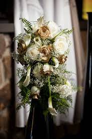 Gold And Ivory Bouquet With Green Accents Gold Wedding Bouquets Gold Wedding Flowers Green Gold Weddings