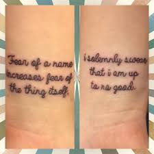Fear Of A Name Increases Fear Of The Thing Itself Meaning Fall Under The Spell Of These 50 Harry Potter Tattoos They Re So Good Harry Potter Quotes Tattoo Tattoo Quotes Harry Potter Tattoos