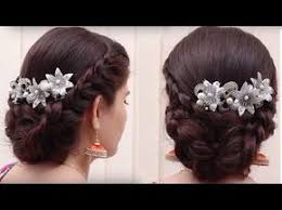 Wedding Hairstyle For Medium Long Hair Bridal Updo Youtube Ladies Hair Style Video Womens Hairstyles Hair Styles