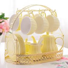 Solid Color Porcelain Tea Sets Of 15 For Parties Free Shipping The Set Content 1 Teapot 1 Sugar Bowl 1 Milk Bowl 6 Cups Tea Set Porcelain Tea Set Yellow Tea