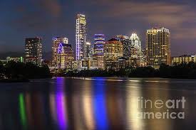 The Colorful Neon Lights On The Austin Skyline Shine Bright By Austin Welcome Center Austin Skyline Skyline Art Studios