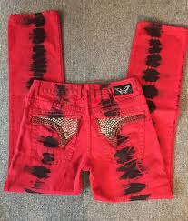 Black And Red Jeans Men New Mens Robin S Jean Size 34 36 38 Black Red Slim Straight Denim Jeans With Crystals Long Flapped Online With 73 3 Piece On W Robin Jeans Urban Gear Menswear