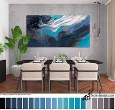 Navy Blue Black Turquoise Long Horizontal Wall Art Canvas Etsy Large Canvas Wall Art Horizontal Wall Art Long Horizontal Wall Art