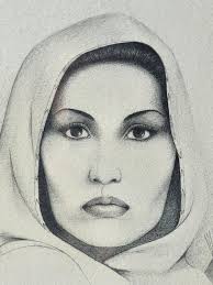 Burgess Roye Drawing of Native American Woman Signed and Framed