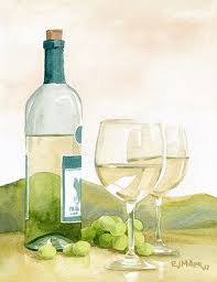 White Wine And Hills Still Life Wine White Wine Grapes Wine Glasses Wine Bottle Still Life Artwork Emily Miller Fine Art Ocean Inspired Artwork Fr Wine Country Paintings Wine