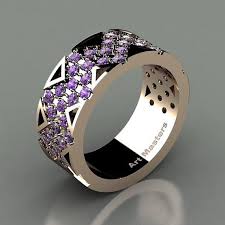 Mens Avant Garde 14k Rose Gold Lavender Amethyst Wedding Band R805m 14krgam Amethyst Wedding Band Rose Gold Mens Wedding Band Blue Topaz Wedding