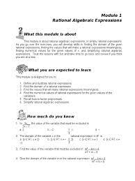 Module 1 Rational Alg Expression 2 Algebraic Expressions Rational Expressions Simplifying Rational Expressions