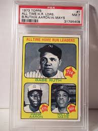 1973 Topps All Time Hr Leaders Psa Graded Nm 7 Baseball Card 1 Ruth Mays Aaron Alltimehrleaders Babe Ruth Baseball Cards Hank Aaron