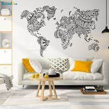 Collection by tania regina ishii. New World Map Mandala Wall Decal Boho Decor Ideas Bohemian Home Decor Living Room Removable Art Exquisite Murals Vinyl Yt1482 Wall Stickers Aliexpress
