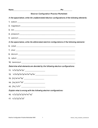 Write the ground state electron configuration for germanium. Electron Configuration Practice Worksheet 2003