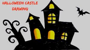 Halloween Castle Drawing For Kids How To Draw Scary Castle Youtube