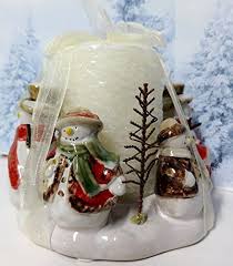 Kohls Snowman Family Christmas High Glaze Pottery Stoneware Pillar Candle Holder Decoration Want Addi Candle Holder Decor Seasonal Decor Glazes For Pottery