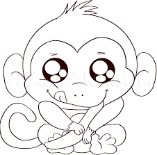 You will also draw out the smile line and tongue, then the eyebrows, nose, and cheeks. How To Draw A Baby Monkey Step By Step Drawing Guide By Dawn Dragoart Com