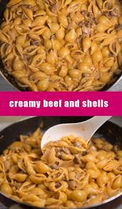 Creamy Beef And Shells Recipe Ground Beef Recipes Easy Beef Pasta Stuffed Pasta Shells