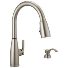 Kitchen sink taps single lever tap mixer basin mono black swivel spout faucet j0. Single Handle Pull Down Kitchen Faucet With Soap Dispenser And Shieldspray Technology 19792z Spsd Dst Delta Faucet