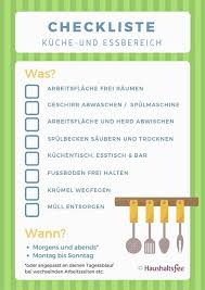 Plane Die Routinen In Der Kuche Esszimmer Mit Dieser Checkliste Haushaltsfee Haushaltsfee Haushalt Haushalts Tipps