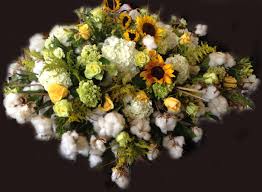 Casket Piece Designed For A Local Cotton Farmer Family Brought In Cotton Bolls From His Fields Cotton Boll Floral Wreath Floral Design