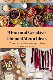 Plates and bowls in different sizes, even the smallest ones can be important. 9 Fun And Creative Themed Menu Ideas Birthday Dinner Menu Dinner Party Summer Dinner Party Recipes