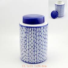 Anchor hocking ceramic canister set with clamped lid and wooden spoon, white, mixed sizes, set of 4. White Ceramic Canister Set Blue Hand Painted Stripes
