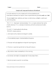 Englishlinx Com Sentences Worksheets Simple And Compound Sentences Complex Sentences Worksheets Compound Sentences