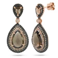 Find our lowest possible price! 1 3ct White Champagne Black Diamond 4 31ct Smokey Topaz 14k Rose Gold Earrings