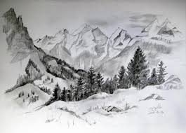  Sketsa Pemandangan Gunung Dan Sungai Pemandangan Sketsa Gambar