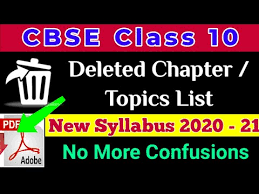 Deleted Topics List Cbse Class 10 Reduced Syllabus 2020 21 Youtube