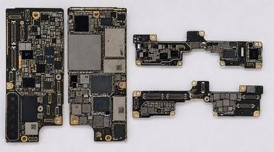Alleged foldable iPhone motherboard photos surface online, showing CPU and hinge connector; device expected at September event with $2,000 price