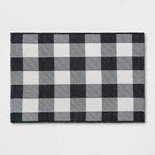 Black And White Striped Doormat 2 X3 Indoor Outdoor Reversible Scatter Rug Black White Threshold Size 2 X3 Scatter Rugs Rugs Black White