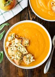 The easiest way to prepare butternut squash is to pierce it with a fork and bake it, whole, at 400f for one hour. Butternut Squash Apple Soup Homemade Croutons Wellplated Com