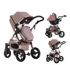 Luxury European Rose Gold Frame Baby Stroller Higher Landscape Golden Baby 3 In 1 Portable Folding Stroller Car Carriage Baby Strollers Newborn Stroller Baby Car Seats