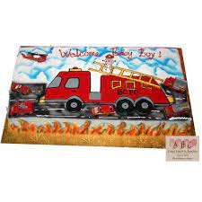 2038 Firefighter Baby Shower Sheet Cake Abc Cake Shop Bakery