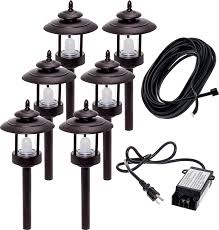 6 Pack Westinghouse 100 Lumen Low Voltage Led Pathway Light Landscape Kit W Transformer Cable Bronze Walmart Com Walmart Com