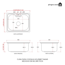 Kit Cuba para Cozinha Gourmet Pia Aço Inox com Acessórios Tábua de Corte e  Lixeira Nawa 50 cm e Torneira Gourmet Munim Prata | Pingoo.Casa