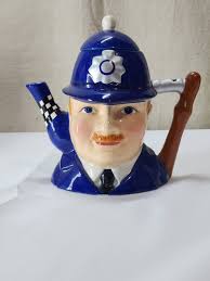 James Sadler Characters of Britain Policeman Bobby Cobalt Blue Teapot