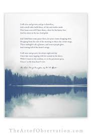 Innisfree Poem Yeats Quote Wall Art The Lake Isle Of Innisfree Poetry Print Yeats Quotes Yeats Poems Wall Art Quotes