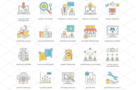 Online Marketing Color Line Icons Marketing Colors Online Marketing Marketing Icon