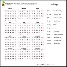2021 Public Holidays Wa