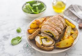 Il rotolo di tacchino ripieno è un secondo piatto che si prepara facilmente riempendo la fesa di prendete la fesa di tacchino e battetela con il batticarne (4) facendo attenzione a non creare buchi. Arrosto Di Tacchino Ripieno Di Frittata E Spinaci Casa Di Vita