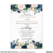 Navy Blue Blush Pink Rose Boho Wedding Invitation Zazzle Com Wedding Invitations Boho Wedding Invitations Boho Floral Wedding Invitations