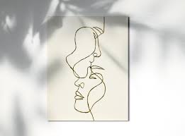 Gold Minimalist Art Minimalist Painting Line Couple Portrait With Imitation Of Gold Leaf Minimalist Painting Minimalist Art Love Canvas Painting
