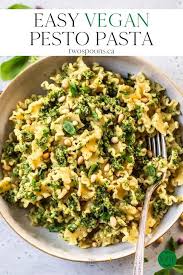Vegan Pesto Pasta Easy 20 Minute Recipe Two Spoons Recipe In 2020 Vegan Pesto Easy Pasta Vegan Pesto Pasta