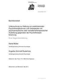 Die spezialisierungsphase in welcher einer der sieben verfügbaren schwerpunkte (anthropologie, botanik, mikrobiologie und genetik, molekularbiologie. Bachelorarbeit Untersuchung Zur Haltung Von Praktizierenden Psychotherapeutinnen Und Therapeuten Mit Psychoanalytischer Oder Ve