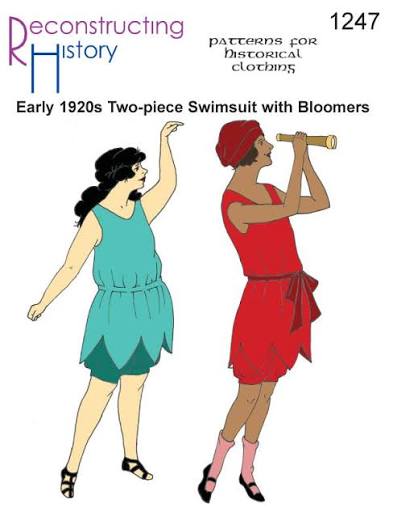 19th Century 1920 Womens Bathing Suit RH1247 — Early 1920s Ladies' Swimsuit With Bloomers Sewing Pattern