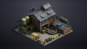 Artstation 3d Modeling Environment Raymond Taylor Isometric Design Buildings Artwork Industrial Architecture
