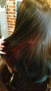 You can go for a more natural looking red hair color by blending reds and copper tones together to create a look like the one above. Chocolate Brown With Red Underneath Black Red Hair Underneath Hair Hair Color For Black Hair