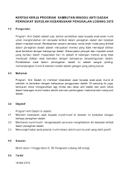Program minggu anti dadah merupakan salah satu program yang dijalankan di sekolah, antara aktiviti yang boleh dimasukkan adalah aktiviti pameran, kuiz, ceramah dan pentandingan menghasilkan buku skrap. Kertas Kerja Ppda 2015