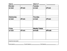 Off Task Behavior Chart Worksheets Teaching Resources Tpt